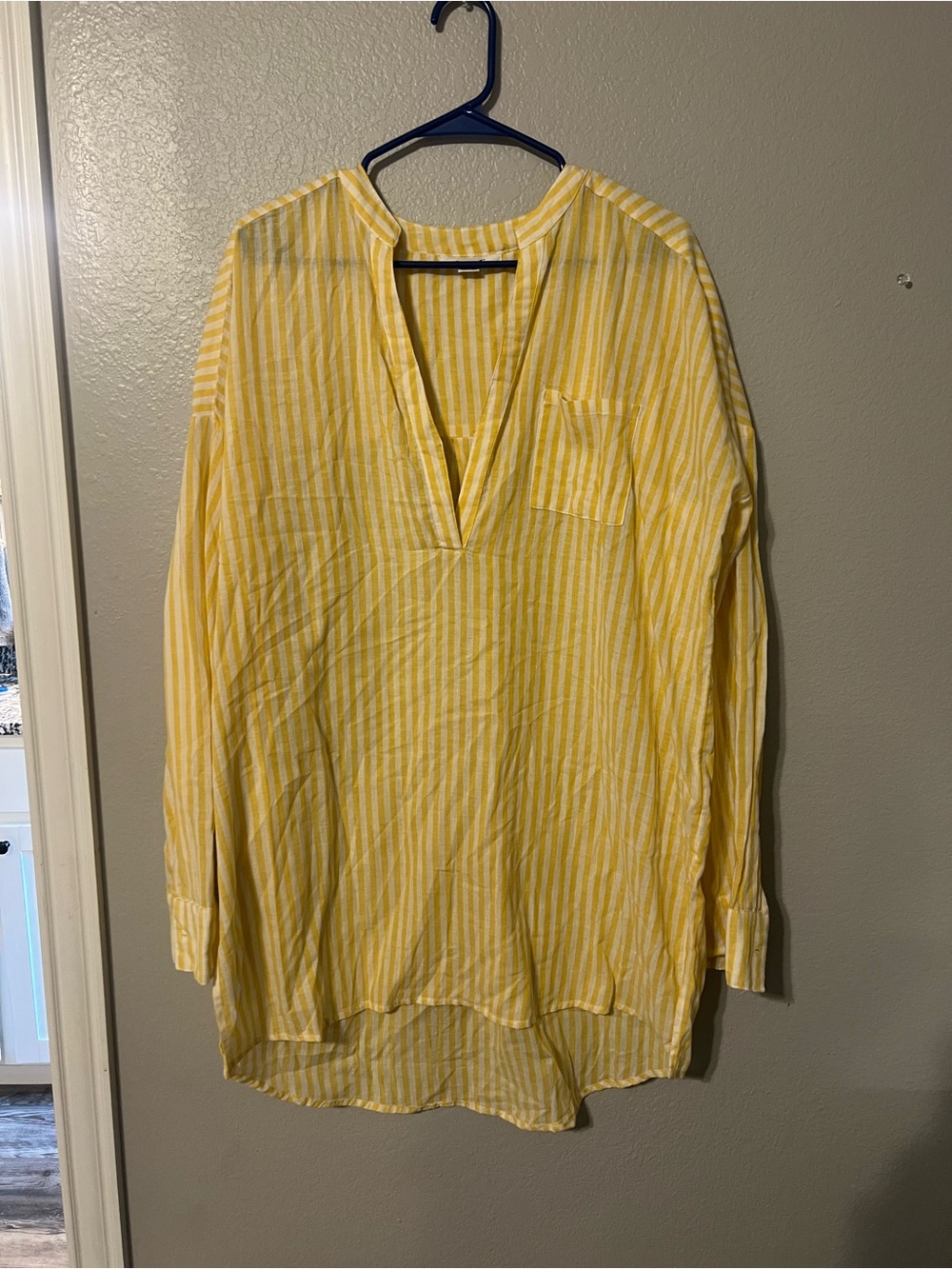 O'Neill Yellow and White Striped V-Neck Tunic